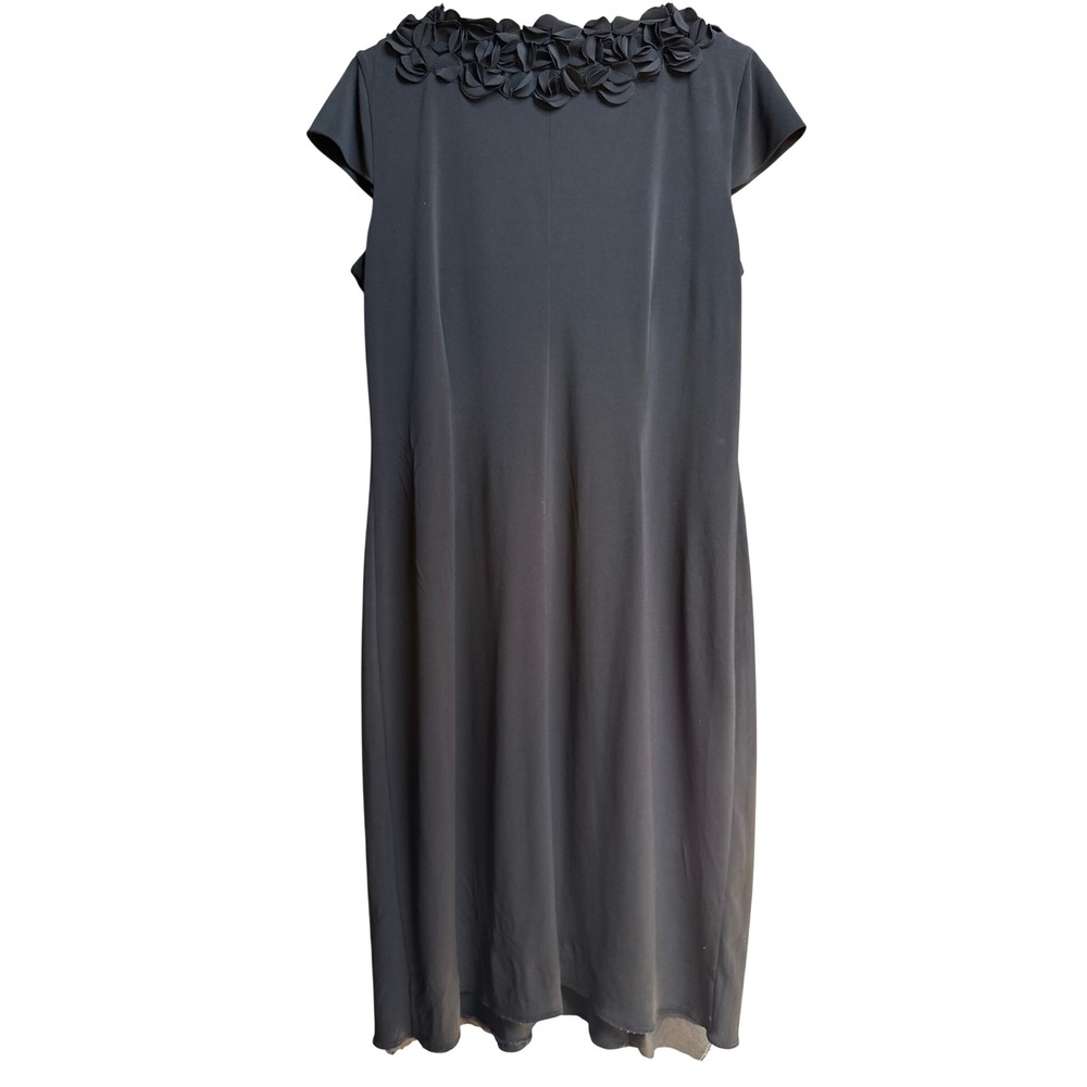 Alfani Womens Black Dress‎ Large Sheath Ruffle Neckline Whimsigoth Witchy LBD - Picture 2 of 7